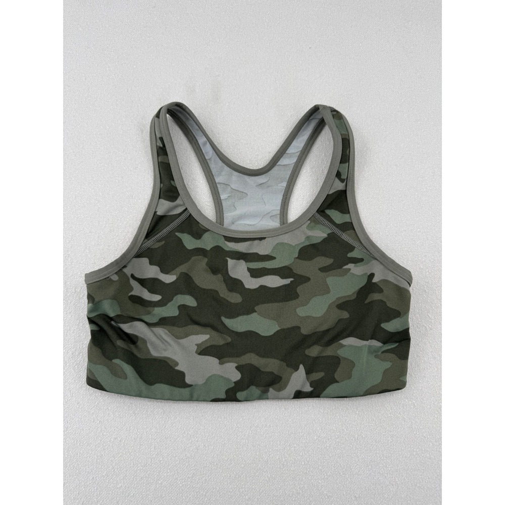Victoria's Secret PINK Ultimate Unlined Sports Bra Green‎ Camo Racerback Medium